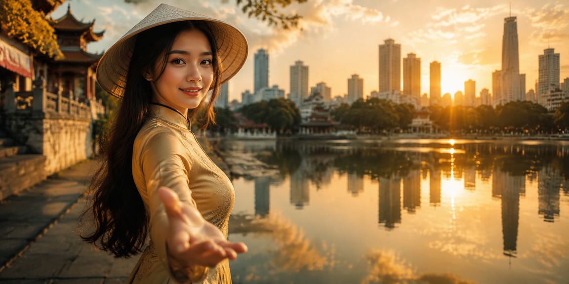 Người dùng VIP tại Hà Nội kiểm tra tài khoản với chiếc nón lá truyền thống